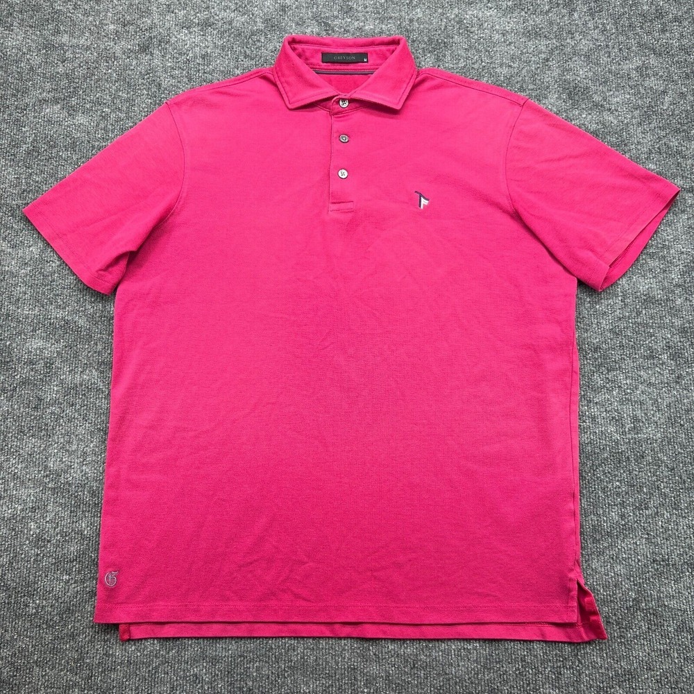 Greyson Shirt Men's Medium Pink Solid Polo Golf Club Nylon Spandex